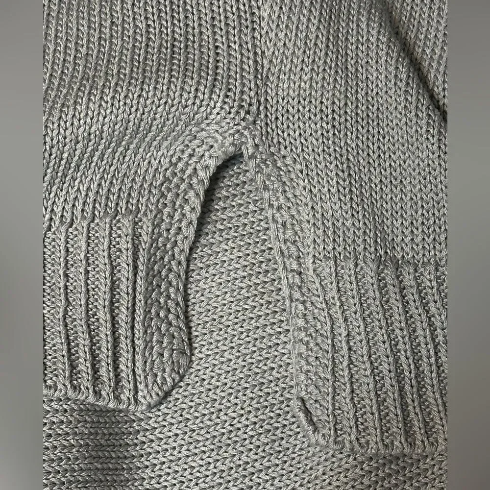Max Studio Gray Open Weave Linen Blend Lightweight Sweater Sz Large NWT